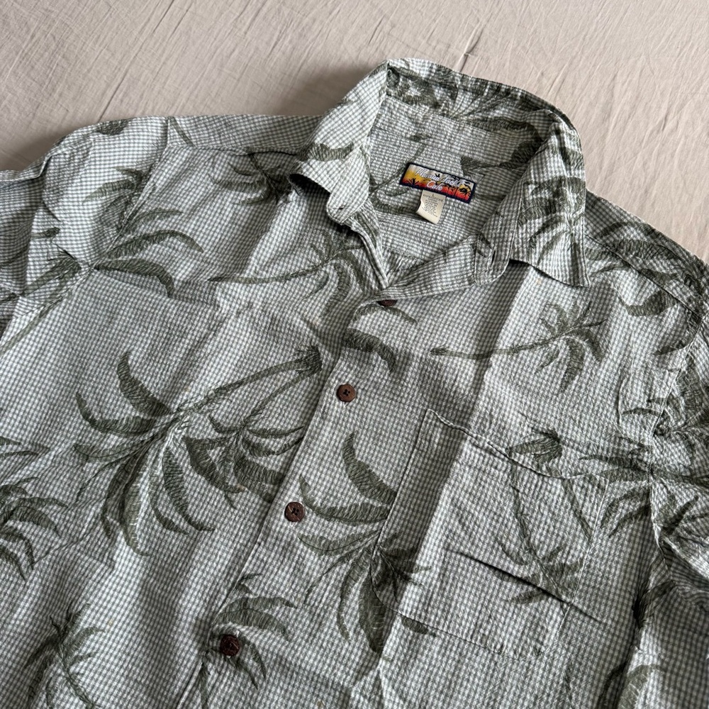 Havana Jack’s Cafe Hawaiian Button Down Shirt Lg Palm Trees Camp Collar‎ Floral